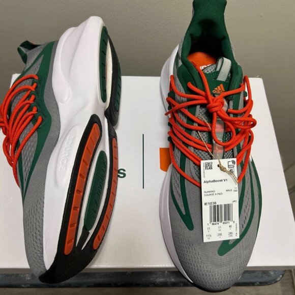 Size 11 1/2 - adidas Alphaboost V1 NCAA Pack - Miami - Picture 2 of 5